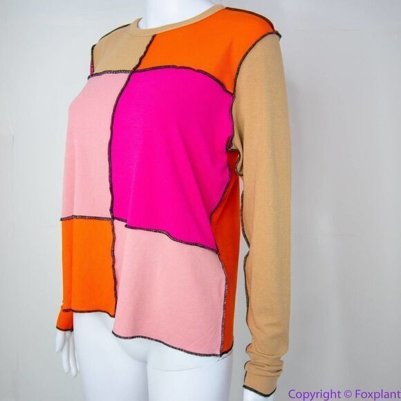 NEW Eloquii Pink Orange Patchwork Color Block Top, size‎ 22/24 - Picture 7 of 16